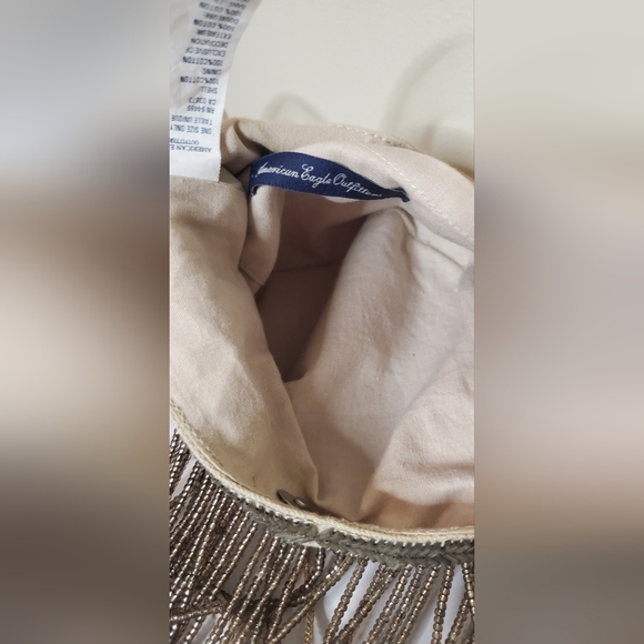 Super Cute Canvas Beaded Fringe Purse Crossbody Bag American Eagle - Picture 8 of 10